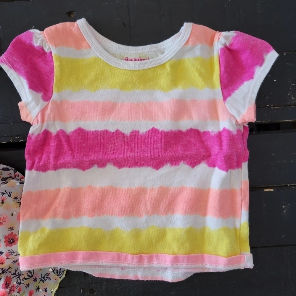 Garanimals Little Lass Baby Girl Outfit Bundle 3 Pieces 12 Months Neon Coral - Picture 3 of 7